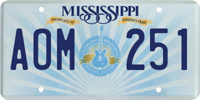 MS license plate AOM251