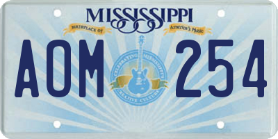 MS license plate AOM254