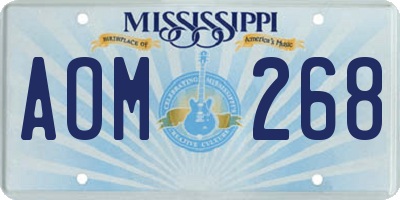 MS license plate AOM268
