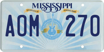 MS license plate AOM270