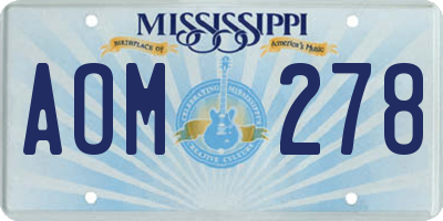 MS license plate AOM278