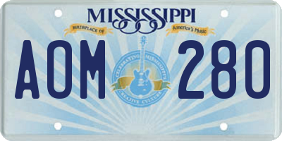 MS license plate AOM280