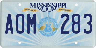 MS license plate AOM283