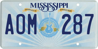 MS license plate AOM287