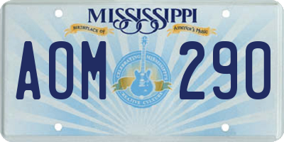 MS license plate AOM290