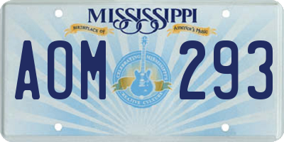 MS license plate AOM293