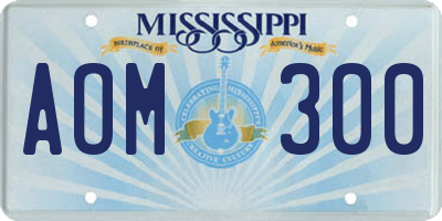 MS license plate AOM300