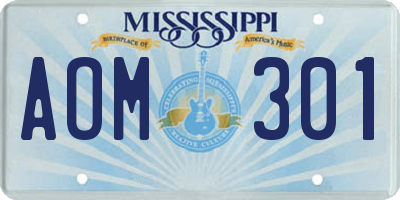 MS license plate AOM301