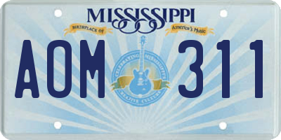 MS license plate AOM311