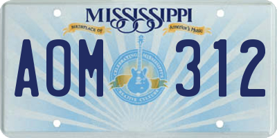 MS license plate AOM312