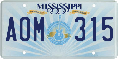 MS license plate AOM315