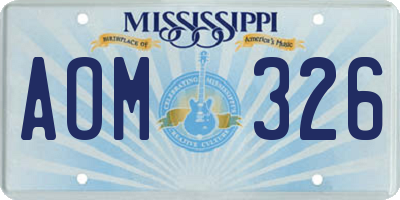 MS license plate AOM326