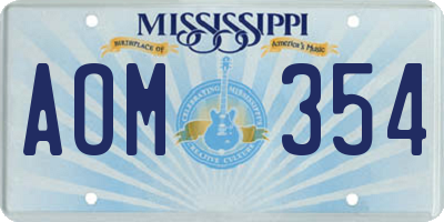 MS license plate AOM354