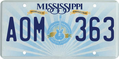 MS license plate AOM363
