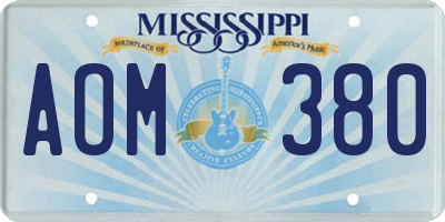 MS license plate AOM380