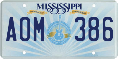 MS license plate AOM386