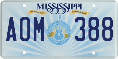 MS license plate AOM388