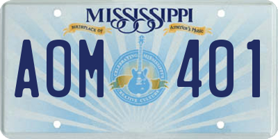 MS license plate AOM401