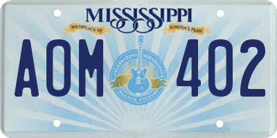 MS license plate AOM402