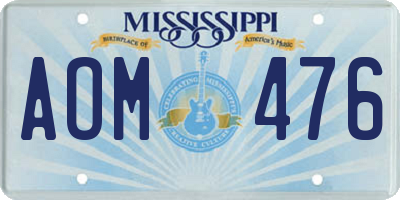 MS license plate AOM476