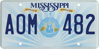 MS license plate AOM482