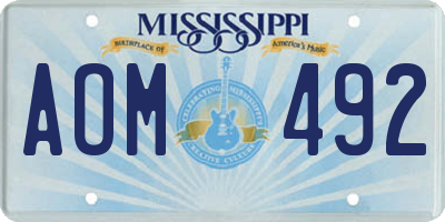 MS license plate AOM492