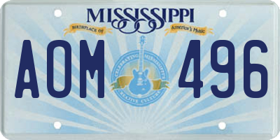 MS license plate AOM496