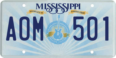 MS license plate AOM501