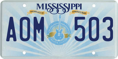 MS license plate AOM503