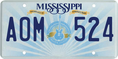 MS license plate AOM524