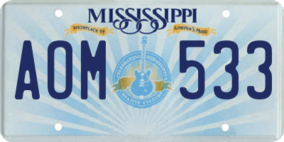 MS license plate AOM533