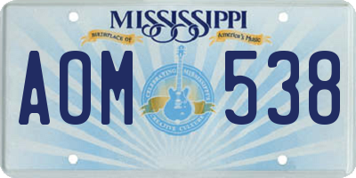 MS license plate AOM538