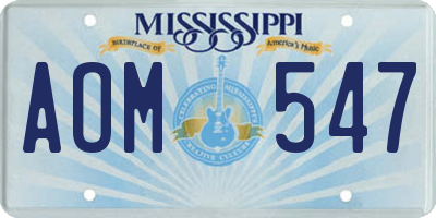 MS license plate AOM547