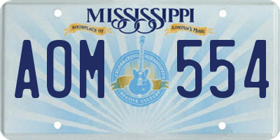 MS license plate AOM554