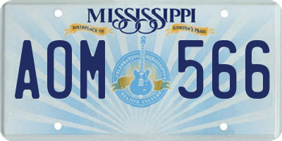 MS license plate AOM566