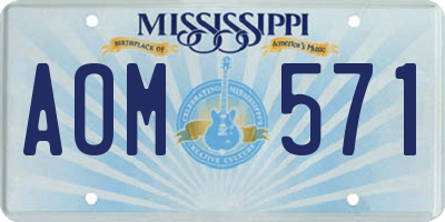 MS license plate AOM571