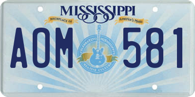 MS license plate AOM581
