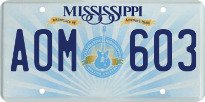 MS license plate AOM603