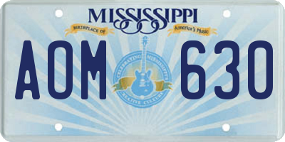 MS license plate AOM630