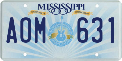 MS license plate AOM631