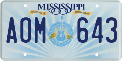 MS license plate AOM643