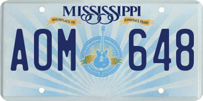 MS license plate AOM648