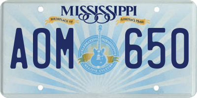 MS license plate AOM650