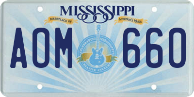 MS license plate AOM660