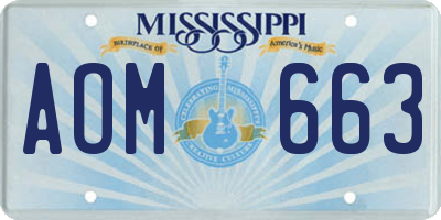 MS license plate AOM663