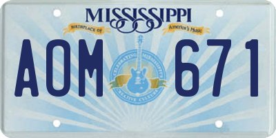 MS license plate AOM671