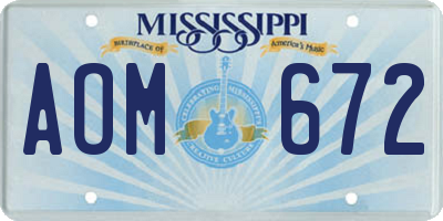 MS license plate AOM672