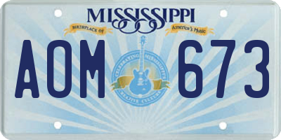 MS license plate AOM673
