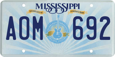MS license plate AOM692
