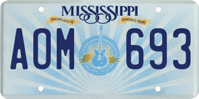 MS license plate AOM693